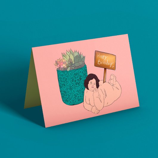 Curvy Plant Lady Verjaardag Kaart