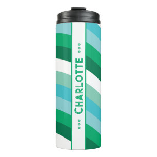 Curvy Stripe in Groene Gepersonaliseerde Thermisch Thermosbeker