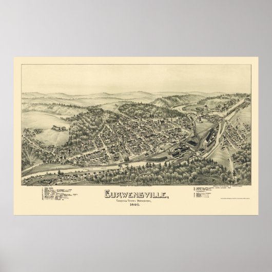 Curwensville, PA Panoramic Map - 1895 Poster (Voorkant)