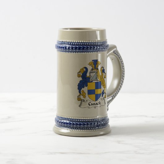 Cusack Coat of Arms Stein - Family Crest Bierpul (Voorkant rechts)