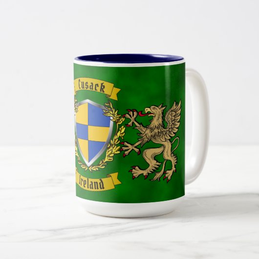 Cusack Irish Shield & Griffins Tweekleurige Koffiemok (Voorkant rechts)