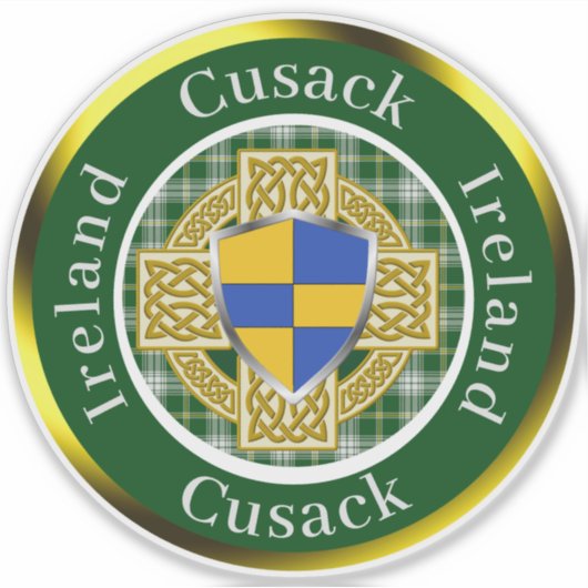 Cusack Shield & Celtic Cross gepersonaliseerd Sticker (Voorkant)