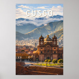 Cusco Peru Illustratie Reis Kunst Vintage Poster