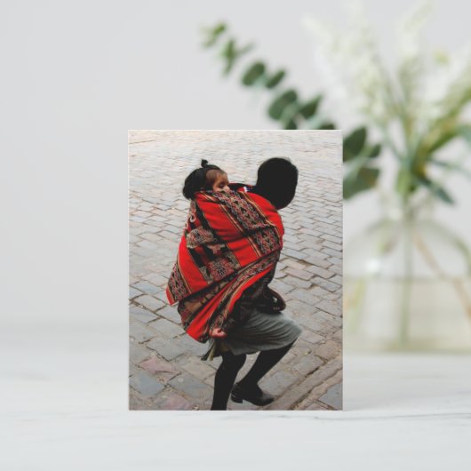 Cusco, Peru, moeder en kind Briefkaart (Staand voorkant)