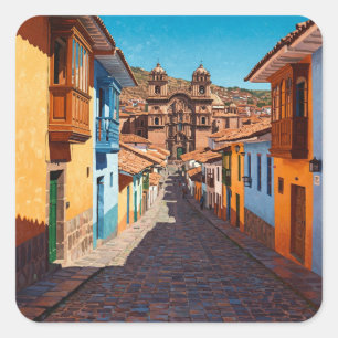 Cusco Peru Reizen Vierkante Sticker