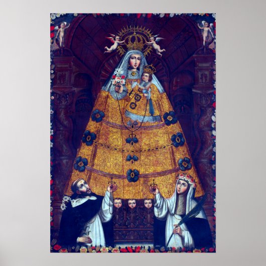 Cusco School Our Lady of the Rosary met Saint Poster (Voorkant)