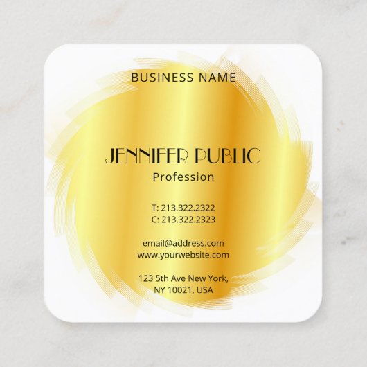 Cusom Gold Kijk Moderne Elegant Monogram Sjabloon Vierkante Visitekaartje (Achterkant)