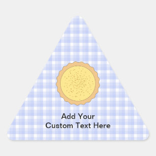 Custardtaart. Gele Tart, met Blue Gingham. Driehoek Sticker
