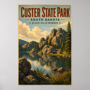 Custer State Park South Dakota Illustratie Reizen Poster