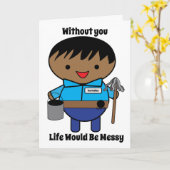 Custodian Janitor Funny Black Personalize Kaart (Gele Bloem)
