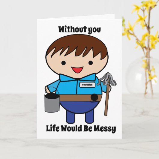 Custodian Janitor Funny Personalize Kaart (Gele Bloem)