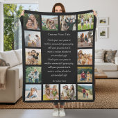Custom 14 Photo Collage Poem Fleece Deken