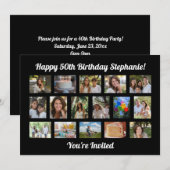 Custom 16 Fotocollage Verjaardagsfeest Kaart (Voorkant / Achterkant)