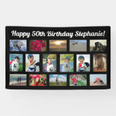 Custom 16 Fotocollage Verjaardagsfeest Spandoek (Horizontaal)