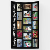 Custom 16 Fotocollage Verjaardagsfeest Spandoek (Verticaal)