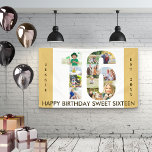 Custom 16th Birthday Party Neutral Photo Collage<br><div class="desc">Créez votre propre bannière photo collage pour une fête du 16e anniversaire. Le modèle est configuré pour que vous puissiez ajouter votre nom ou votre libellé personnalisé et vos photos préférées. Vos photos apparaîtront automatiquement comme un collage photo en forme de numéro 16. La bannière est composée de sable beige...</div>