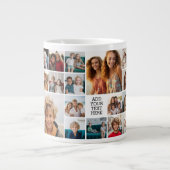 Custom 17 Fotocollage - Zwart - witte tekst Extra Grote Beker (Voorkant)