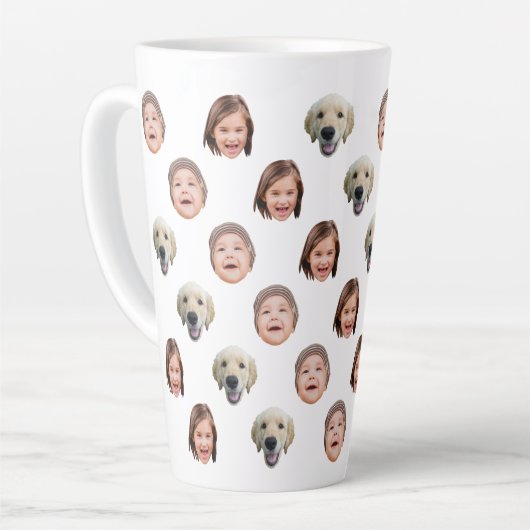 Custom 17 oz Funny Baby Kids Family Face 3 Photos Latte Mok (Linkerhoek)
