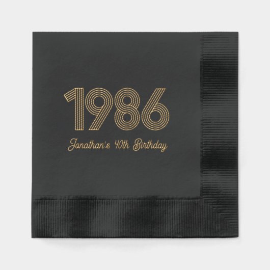 Custom 1986 40th Birthday Foil Stamped Napkins Folie Servetten (Voorkant)