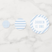 Custom 1e verjaardag schattig pastel blauw onederf confetti (Achterkanten)
