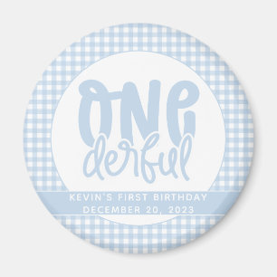Custom 1e verjaardag schattig pastel blauw onederf magneet