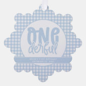 Custom 1e verjaardag schattig pastel blauw onederf ornament kaart (Voorkant)