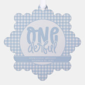 Custom 1e verjaardag schattig pastel blauw onederf ornament kaart (Achterkant)