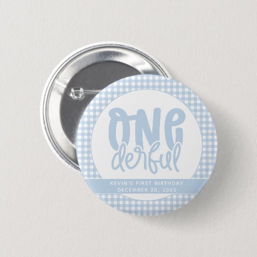 Custom 1e verjaardag schattig pastel blauw onederf ronde button 5,7 cm (Voorkant /achterkant)