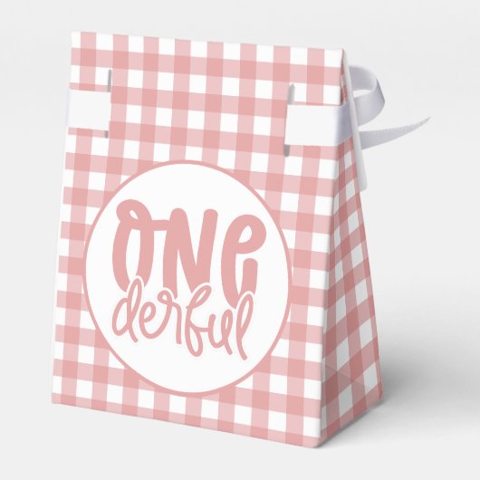 Custom 1e verjaardag schattige pastel roze onederf bedankdoosjes (Achterkant)