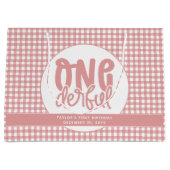Custom 1e verjaardag schattige pastel roze onederf groot cadeauzakje (Voorkant)