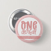 Custom 1e verjaardag schattige pastel roze onederf ronde button 5,7 cm (Voorkant /achterkant)