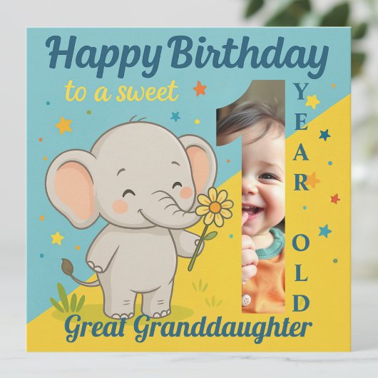 Custom 1er Anniversaire Elephant Sweet Votre Carte