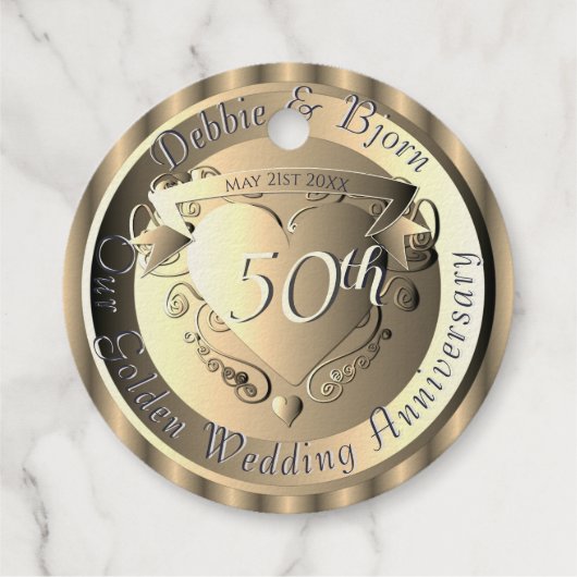 Custom 1st,8th,50th, Bruiloft Jubileum Hart Bedankjes Labels (Achterkant)