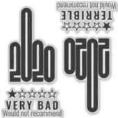 Custom 2020 Middelvinger Bad Review Zwart 4 Pack Sticker (Voorkant)
