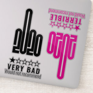 Custom 2020 middelvinger Review roze zwart 4-pack Sticker