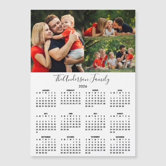 Custom 2026 Calendar 3 Photo Collage Magnet (Voorkant)