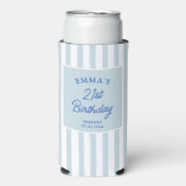 Custom 21st Birthday Preppy Blue Striped Party (Seltzer Voorkant)