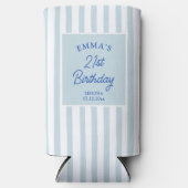 Custom 21st Birthday Preppy Blue Striped Party (Voorkant)