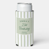 Custom 21st Birthday Preppy Sage Striped Party (Seltzer Voorkant)