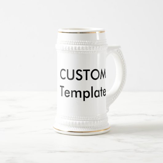 Custom 22oz Traditionele Bier Stein WIT & GOUD Bierpul (Voorkant rechts)