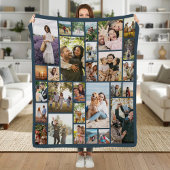 Custom 28 Photo Collage Blue Fleece Deken