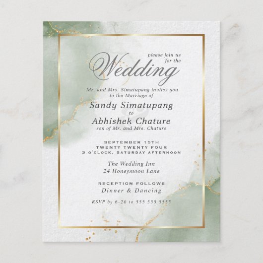 Custom 2 - Budget bruiloft goud gedempt salie (Voorkant)