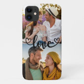 Custom 2 foto liefde met hart kalligrafie Case-Mate iPhone case (Achterkant)