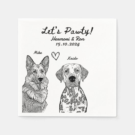 Custom 2 Pet getrokken gepersonaliseerde bruiloft Servet (Voorkant)