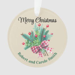 Custom, 2-Sides Red & Green Bouquet Acrylic Ornament