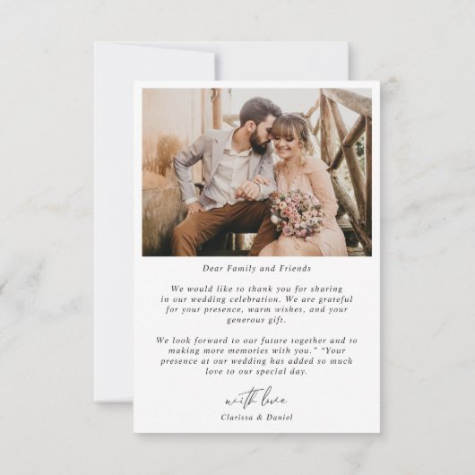 Custom 2 zijdige foto bruiloft dank u kaart (Achterkant)