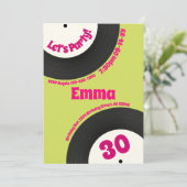 Custom 30th Birthday Colourful Retro Fun Record Kaart (Staand voorkant)