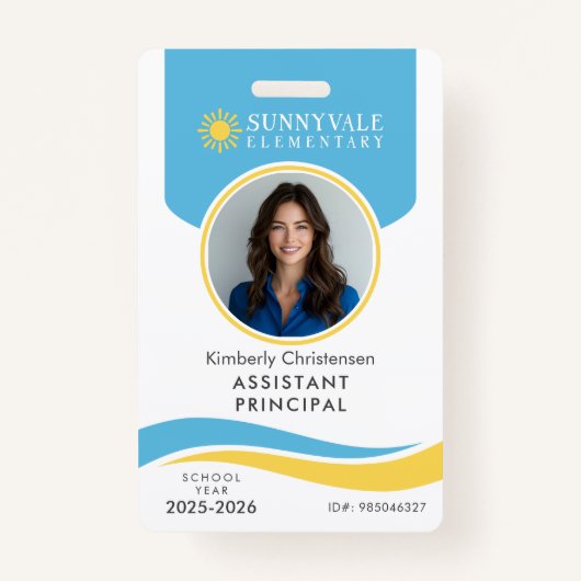 Custom 3 Color School Employee Photo ID Badge (Devant)