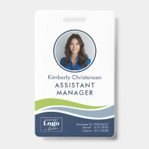 Custom 3 Color Wavy Lines Employee Photo ID Badge