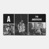 Custom 3 foto collage monogram zwart bureaumat (Voorkant)